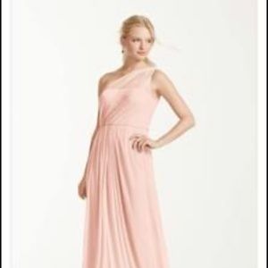 David’s Bridal Long Mesh Bridesmaid Dress